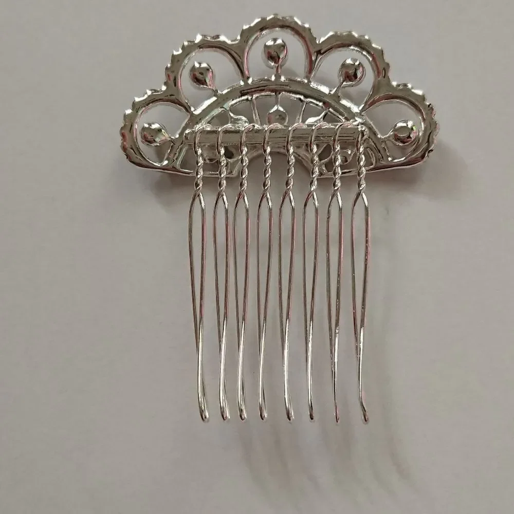 Fan Shaped Comb with crystals and pearls
